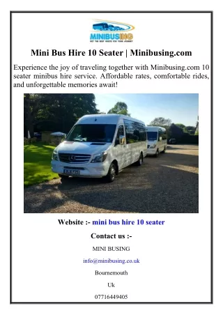 Mini Bus Hire 10 Seater  Minibusing.com