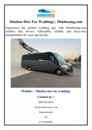 Minibus Hire For Weddings  Minibusing.com