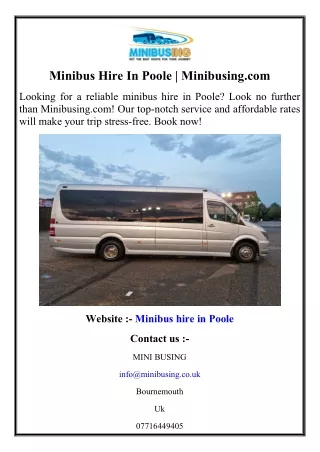 Minibus Hire In Poole  Minibusing.com