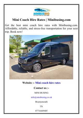 Mini Coach Hire Rates  Minibusing.com