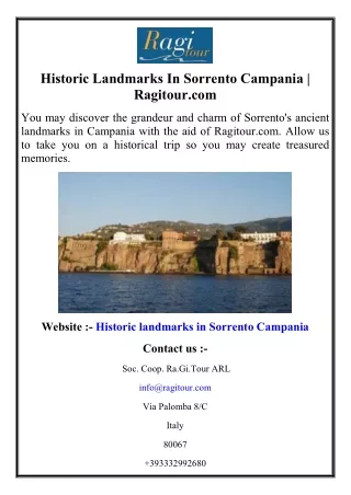 Historic Landmarks In Sorrento Campania  Ragitour.com