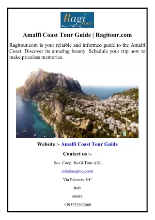 Amalfi Coast Tour Guide  Ragitour.com