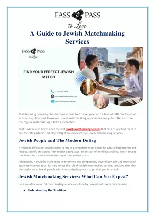 A Guide to Jewish Matchmaking Services