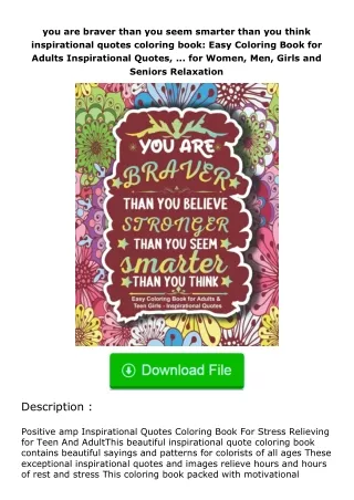 Download⚡ you are braver than you seem smarter than you think inspirational qu