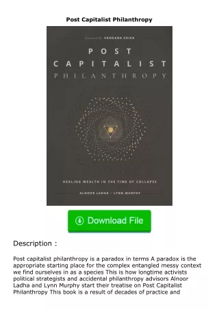 download⚡️ free (✔️pdf✔️) Post Capitalist Philanthropy