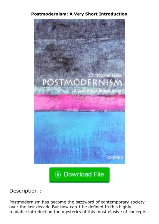 download⚡[PDF]❤ Postmodernism: A Very Short Introduction