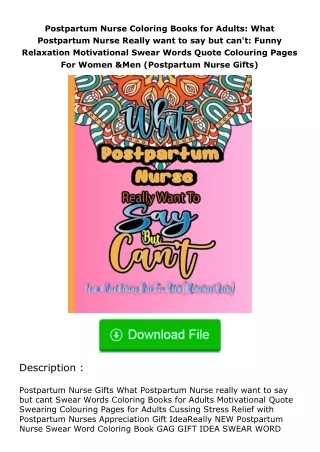 Download⚡ Postpartum Nurse Coloring Books for Adults: What Postpartum Nurse Re