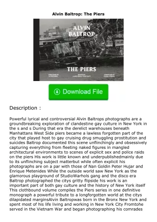 Pdf⚡(read✔online) Alvin Baltrop: The Piers