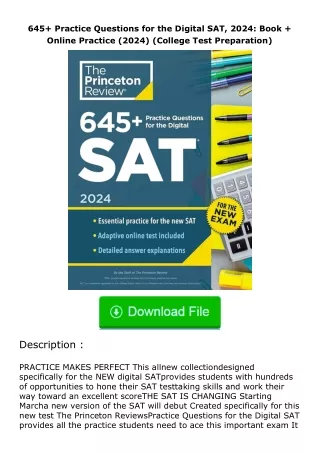 Download⚡(PDF)❤ 645+ Practice Questions for the Digital SAT, 2024: Book + Onli