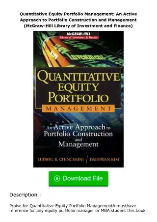 [READ]⚡PDF✔ Quantitative Equity Portfolio Management: An Active Approach to Po