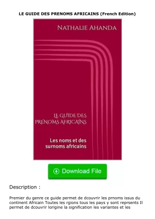 [READ]⚡PDF✔ LE GUIDE DES PRENOMS AFRICAINS (French Edition)