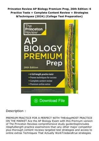 Download❤[READ]✔ Princeton Review AP Biology Premium Prep, 26th Edition: 6 Pra