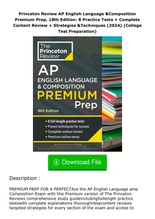 PDF✔Download❤ Princeton Review AP English Language & Composition Premium Prep,