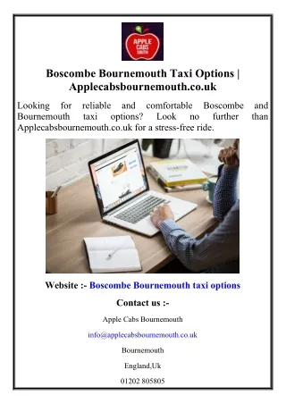 Boscombe Bournemouth Taxi Options  Applecabsbournemouth.co.uk