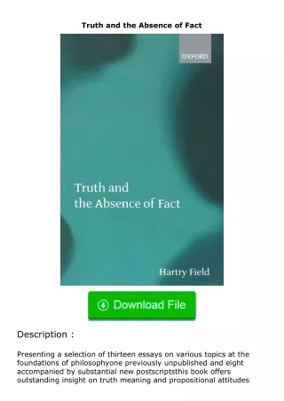 Download❤[READ]✔ Truth and the Absence of Fact