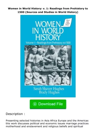 Download⚡PDF❤ Women in World History: v. 1: Readings from Prehistory to 1500 (