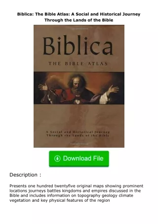 Pdf⚡(read✔online) Biblica: The Bible Atlas: A Social and Historical Journey Th
