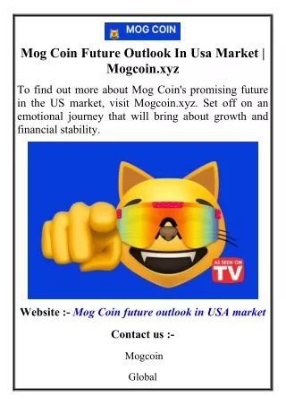 Mog Coin Future Outlook In Usa Market  Mogcoin.xyz