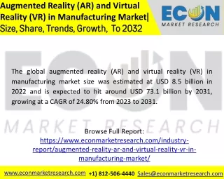 Augmented Reality (AR) and Virtual Reality (VR) in Manufacturing Market