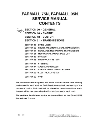 CASE IH FARMALL 75N Tractor Service Repair Manual Instant Download