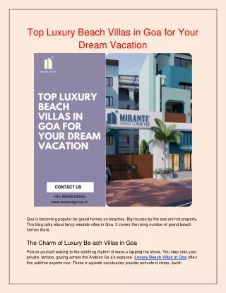 Top Luxury Beach Villas in Goa for Your Dream Vacation