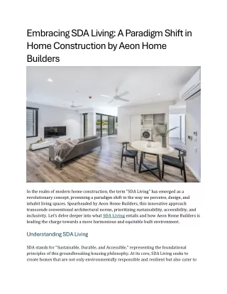 Embracing SDA Living A Paradigm Shift in Home Construction by Aeon Home Builders