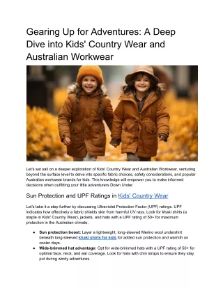 Gearing Up for Adventures_ A Deep Dive into Kids' Country Wear and Australian Workwear