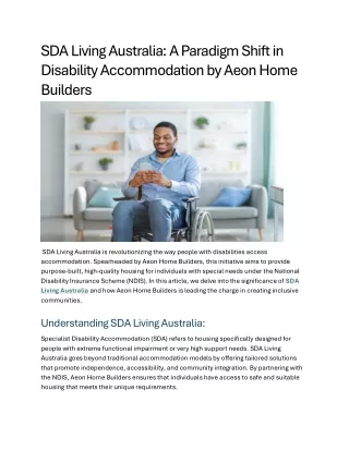 SDA Living Australia A Paradigm Shift in Disability Accommodation by Aeon Home Builders