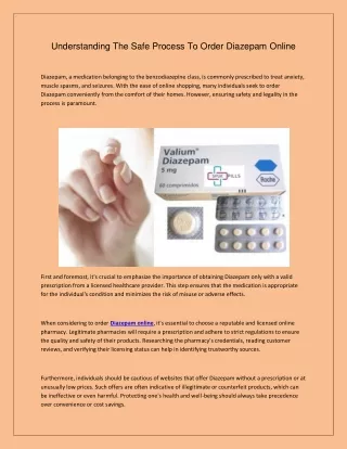 Understanding the Safe Process to Order Diazepam Online