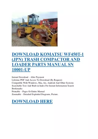 DOWNLOAD KOMATSU WF450T-1 (JPN) TRASH COMPACTOR AND LOADER PARTS MANUAL SN 10001-UP