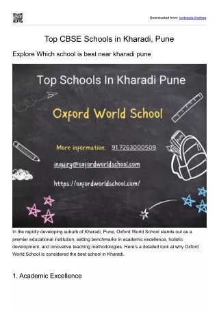 Top CBSE Schools in Kharadi, Pune