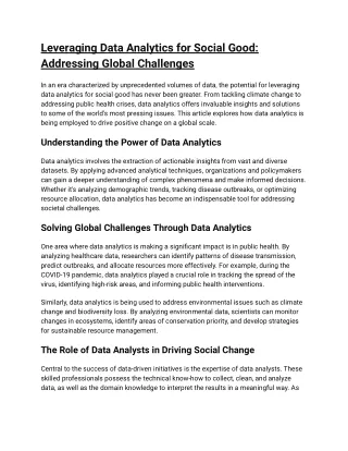 Leveraging Data Analytics for Social Good_ Addressing Global Challenges