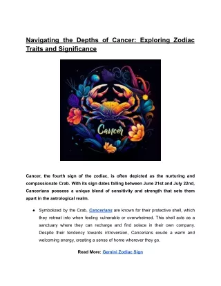 Navigating the Depths of Cancer_ Exploring Zodiac Traits and Significance