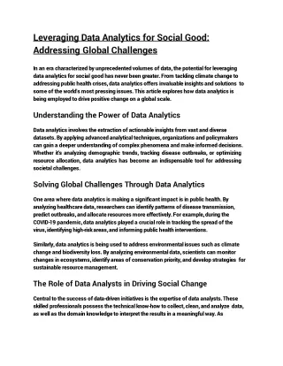 Leveraging Data Analytics for Social Good_ Addressing Global Challenges