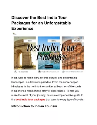 Discover the Best India Tour Packages for an Unforgettable Experience - Google Docs