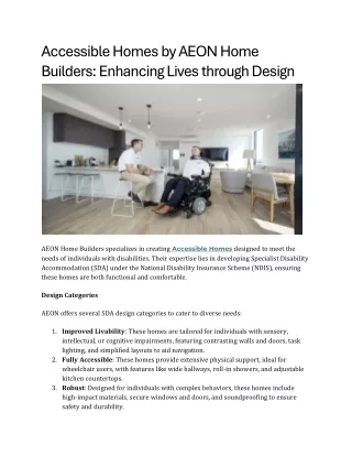 Accessible Homes by AEON Home Builders Enhancing Lives through Design