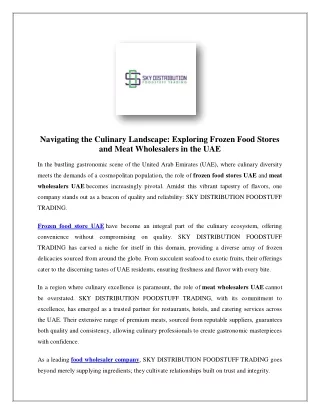 Hotel Food Supplier | SKY DISTRIBUTION