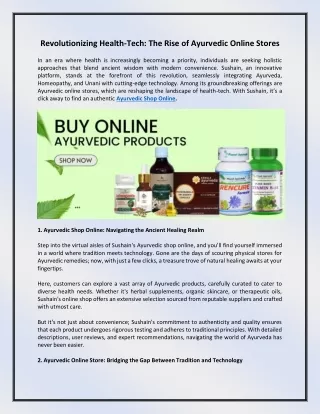 Revolutionizing Health-Tech The Rise Of Ayurvedic Online Stores