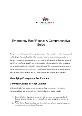 Swift Solutions for Emergency Roof Repair: Protect Your Home Now