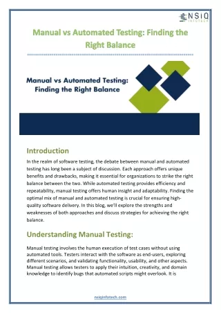 Manual vs Automated Testing Finding the Right Balance