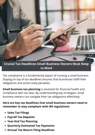 Crucial Tax Deadlines Small Business Owners Must Keep In Mind