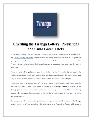 Tiranga Lottery Game Online in India