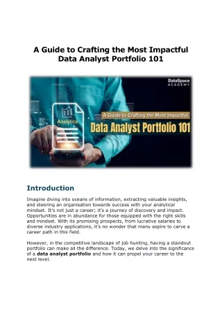 A Guide to Crafting the Most Impactful Data Analyst Portfolio 101