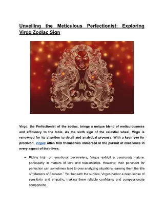 Unveiling the Meticulous Perfectionist_ Exploring Virgo Zodiac Sign