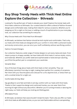 Buy Shop Trendy Heels with Thick Heel Online Explore the Collection -  9threadz