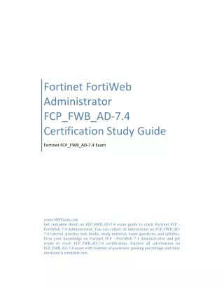 Fortinet FortiWeb Administrator FCP_FWB_AD-7.4 Certification Study Guide