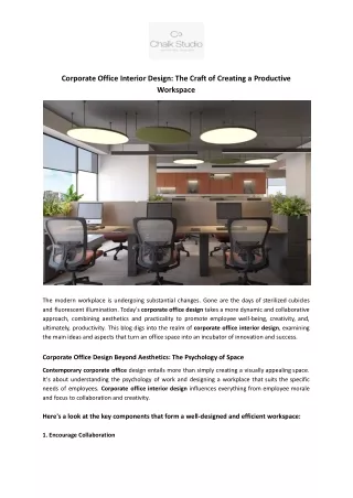 Corporate Office Interior Design_ The Craft of Creating a Productive Workspace