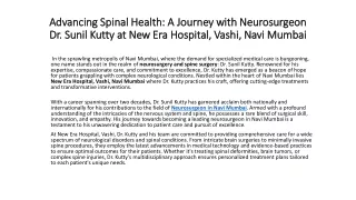 Advancing Spinal Health: A Journey with Neurosurgeon Dr. Sunil Kutty