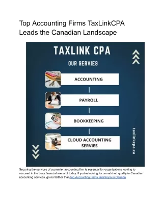 Top Accounting Firms TaxLinkCPA Leads the Canadian Landscape