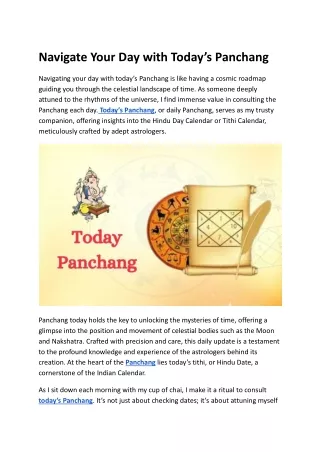 Navigate Your Day with Today’s Panchang